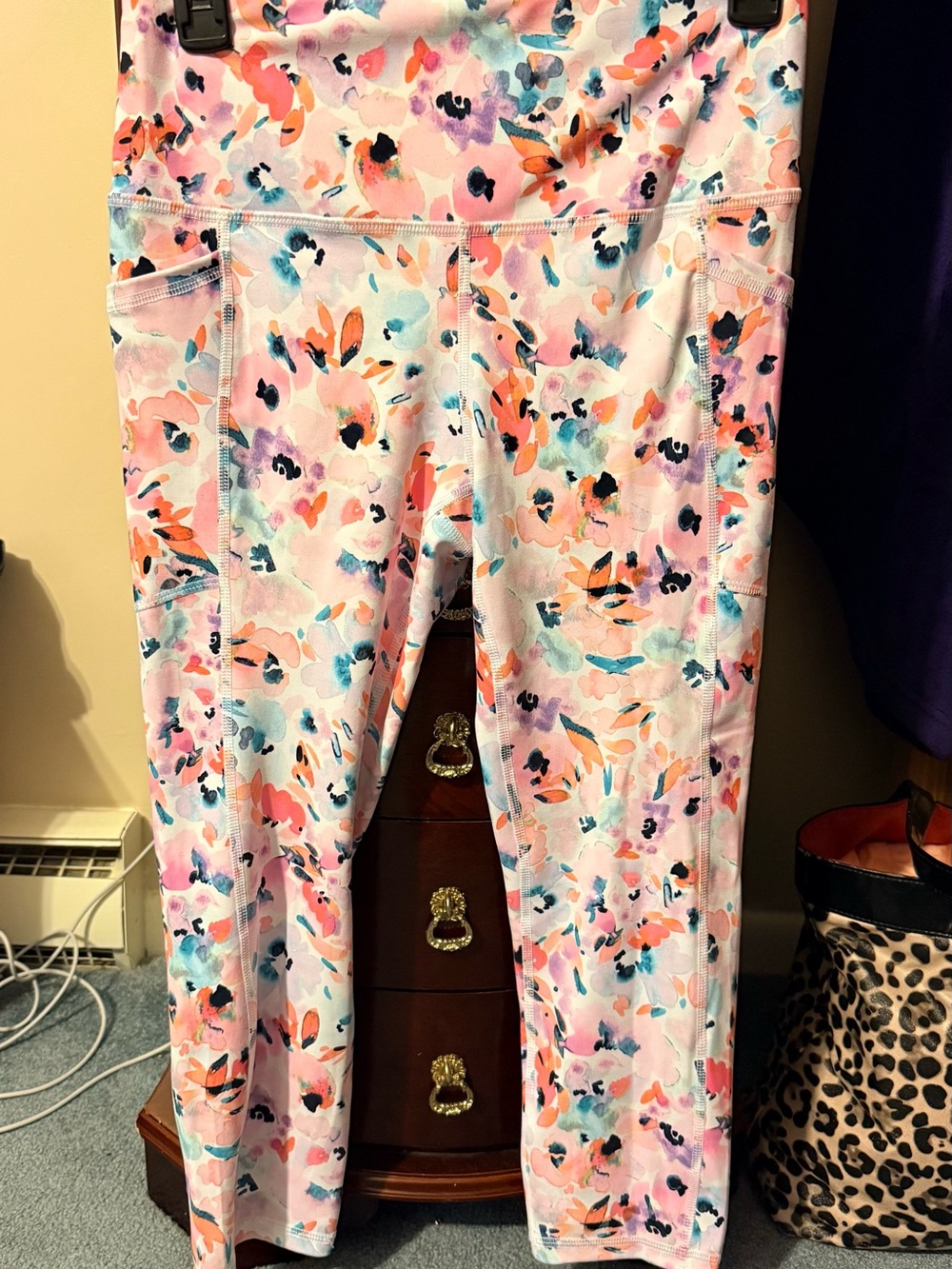RBX Floral Print Leggings in Pink, Coral, Teal